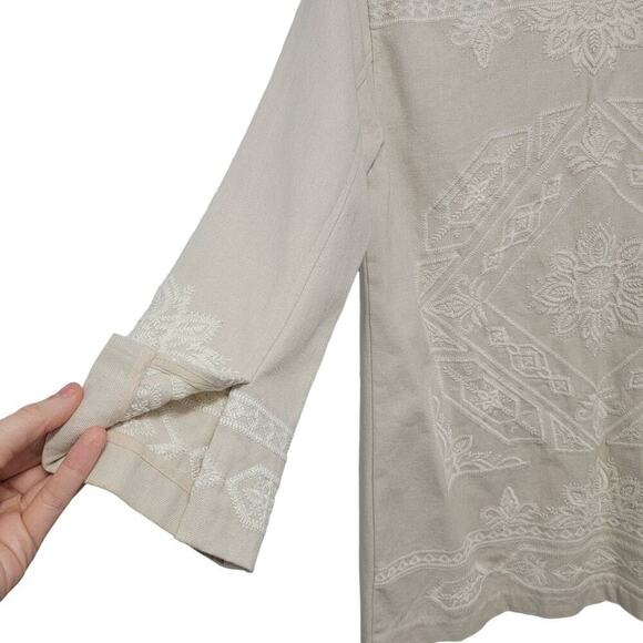 Sigrid Olsen Lightweight Jacket S Beige Boho Lagenlook Coastal Grandma 589 - Picture 6 of 12